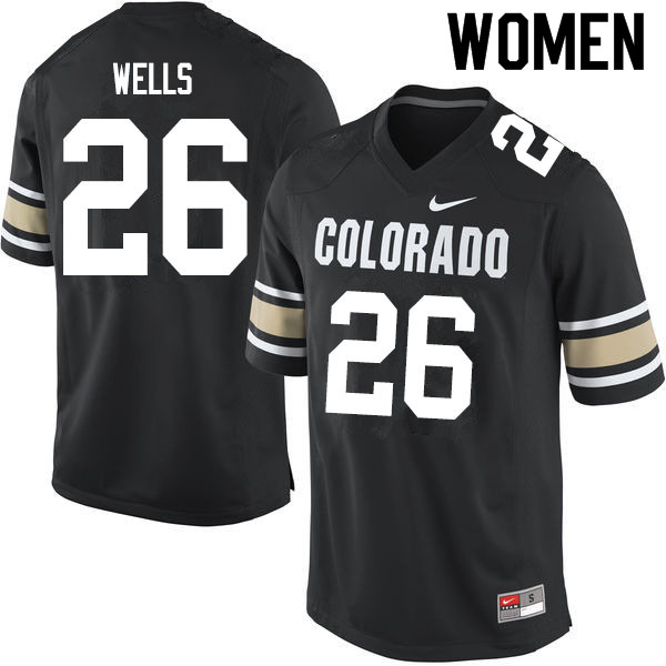 Women #26 Carson Wells Colorado Buffaloes College Football Jerseys Sale-Home Black